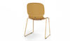 Aarhus Bistro Glide Stackable Chair by Quell Design – sculptural modern chair in ginger moulded polypropylene shell and sleek electrostatic powder-coated steel frame. The ergonomic, contoured seat offers comfort while its stackable design makes it perfect for dynamic office, café or communal spaces.