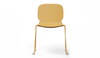 Aarhus Bistro Glide Stackable Chair by Quell Design – sculptural modern chair in ginger moulded polypropylene shell and sleek electrostatic powder-coated steel frame. The ergonomic, contoured seat offers comfort while its stackable design makes it perfect for dynamic office, café or communal spaces.