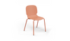Aarhus Bistro Chair by Quell Design – a modern Scandinavian-style chair in Coral with a smooth moulded polypropylene seat and curved ergonomic backrest. Supported by slender black powder-coated steel legs, this minimalist and durable chair is perfect for collaborative office spaces, cafés, and contemporary dining areas, offering both comfort and timeless design.