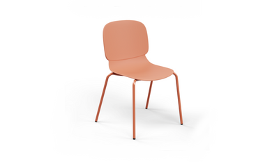 Aarhus Bistro Chair by Quell Design – a modern Scandinavian-style chair in Coral with a smooth moulded polypropylene seat and curved ergonomic backrest. Supported by slender black powder-coated steel legs, this minimalist and durable chair is perfect for collaborative office spaces, cafés, and contemporary dining areas, offering both comfort and timeless design.