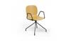 Aarhus Eiffel Arm Chair by Quell Design – a modern Scandinavian-style armchair in ginger with a smooth moulded polypropylene shell, curved armrests, and a signature black Eiffel-style steel rod base. Perfect for collaborative office spaces, creative meeting corners, and minimalist interiors that value mobility, visual lightness, and contemporary design.