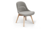 Bloom Beech Wood Office Chair by Quell Design – a modern Scandinavian-style chair with a smooth contoured seat upholstered in linen velvet and eco-friendly synthetic leather detailing. Featuring natural beech wood legs that provide strength and stability, this elegant and ergonomic chair combines minimalist design with lasting comfort. Perfect for collaborative workspaces, dining areas, and contemporary interiors seeking timeless simplicity and sustainability.
