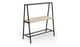 Forma Collaborative A-Frame Table, front angled view showing the matte black A-frame and white oak surface.