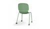 Aarhus Wheelie Chair by Quell Design — contemporary office chair with moulded polypropylene shell in morandi green finish, mounted on a set of smooth-glide swivel castors and a black powder-coated steel base. Ideal for dynamic work environments, home offices or collaborative spaces offering mobility, ergonomic comfort and Scandinavian minimalist style.