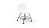 Aarhus Eiffel Chair V2 by Quell Design — a task/education chair in classic white with a contoured moulded polypropylene seat, smooth-rolling four-wheel base and metal mesh storage under the seat. Designed for classrooms or offices, it offers ergonomic support, mobility and organised practicality for learning and working environments.