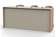 Skanfor Collaborative Breakfast Bar, reverse view of the modesty screen view of the oak external, warm grey internal, single sided.