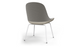 Bloom ergonomic office chair by Quell Design — soft light grey upholstered contoured seat with linen-velvet and eco PU panels, mounted on slender black steel legs with subtle wraparound support structure. Elegant and sculptural, the chair adds refined comfort and modern design to contemporary interiors.