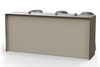 Skanfor Collaborative Breakfast Bar, reverse view of the modesty screen view of the walnut wood external, warm grey internal, single sided.