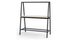 Forma Collaborative A-Frame Table, alternate angled view showing the matte black A-frame and white oak surface.