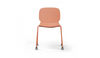 Aarhus Wheelie Chair by Quell Design — contemporary office chair with moulded polypropylene shell in a coral finish, mounted on a set of smooth-glide swivel castors and a black powder-coated steel base. Ideal for dynamic work environments, home offices or collaborative spaces offering mobility, ergonomic comfort and Scandinavian minimalist style.