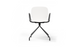 Aarhus Eiffel Arm Chair by Quell Design – a modern Scandinavian-style armchair in white with a smooth moulded polypropylene shell, curved armrests, and a signature black Eiffel-style steel rod base. Perfect for collaborative office spaces, creative meeting corners, and minimalist interiors that value mobility, visual lightness, and contemporary design.