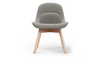 Bloom Beech Wood Office Chair by Quell Design – a modern Scandinavian-style chair with a smooth contoured seat upholstered in linen velvet and eco-friendly synthetic leather detailing. Featuring natural beech wood legs that provide strength and stability, this elegant and ergonomic chair combines minimalist design with lasting comfort. Perfect for collaborative workspaces, dining areas, and contemporary interiors seeking timeless simplicity and sustainability.