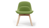 Bloom Beech Wood Office Chair by Quell Design – a modern Scandinavian-style chair with a smooth contoured seat upholstered in linen velvet and eco-friendly synthetic leather detailing. Featuring natural beech wood legs that provide strength and stability, this elegant and ergonomic chair combines minimalist design with lasting comfort. Perfect for collaborative workspaces, dining areas, and contemporary interiors seeking timeless simplicity and sustainability.