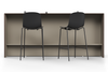 Skanfor Collaborative Breakfast Bar, front view showing the bar stools, walnut wood external, warm grey internal, double-sided bar.