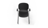Aarhus Bistro Carver Stackable Chair by Quell Design – sculptural modern chair in black moulded polypropylene shell with integrated armrests and sleek electrostatic powder-coated steel frame. The ergonomic, contoured seat offers comfort while its stackable design makes it perfect for dynamic office, café or communal spaces.