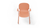 Aarhus Bistro Carver Stackable Chair by Quell Design – sculptural modern chair in coral moulded polypropylene shell with integrated armrests and sleek electrostatic powder-coated steel frame. The ergonomic, contoured seat offers comfort while its stackable design makes it perfect for dynamic office, café or communal spaces.