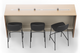 Skanfor Collaborative Breakfast Bar, top view showing the power rail, of the oak wood external, warm grey internal, single sided.